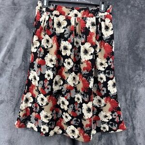 Yellowberry Black Red Grey Cream Floral A Line Flowy Skirt Size Small